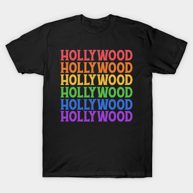 HOLLYWOOD COLORFUL CITY T-Shirt by OlkiaArt